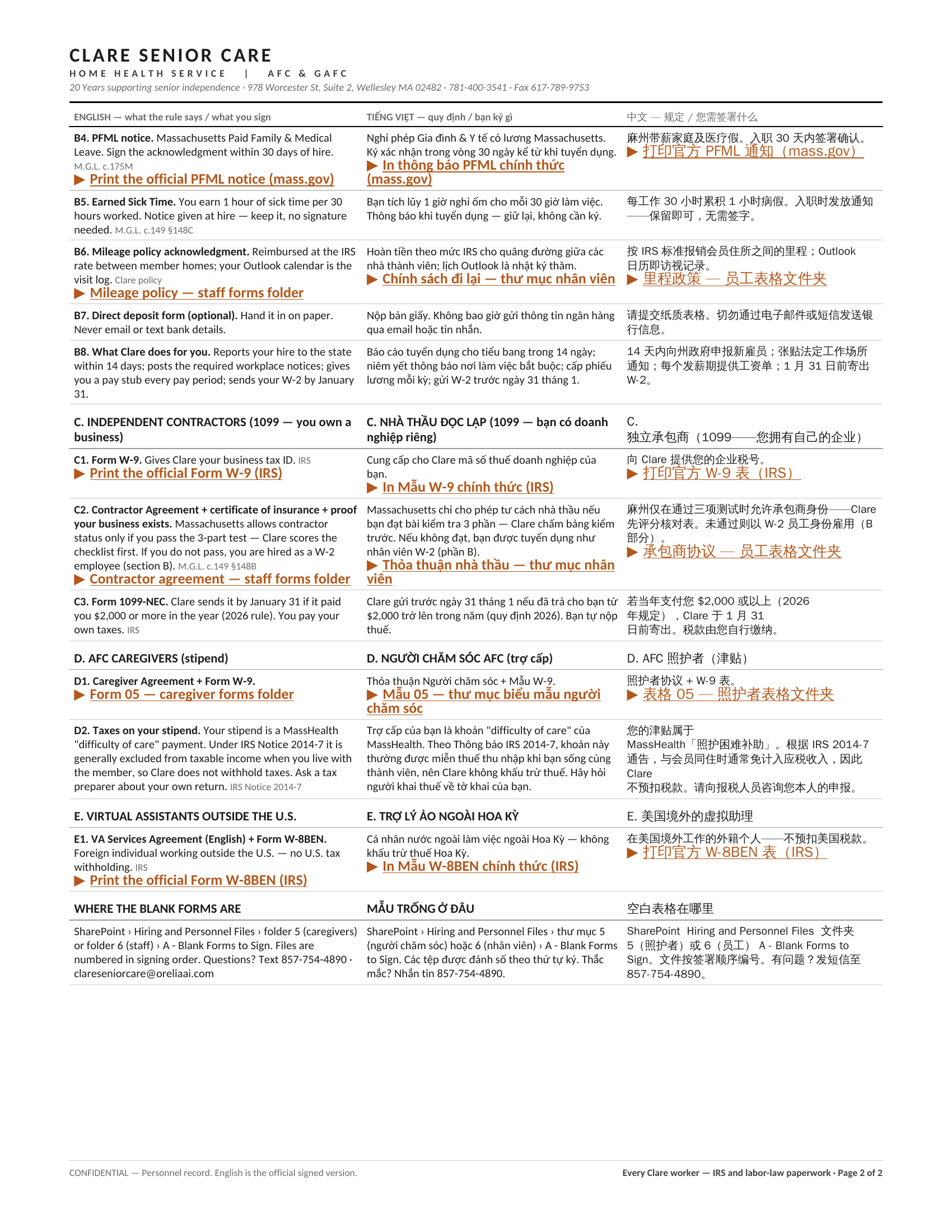 IRS & MA Labor Laws — page 2