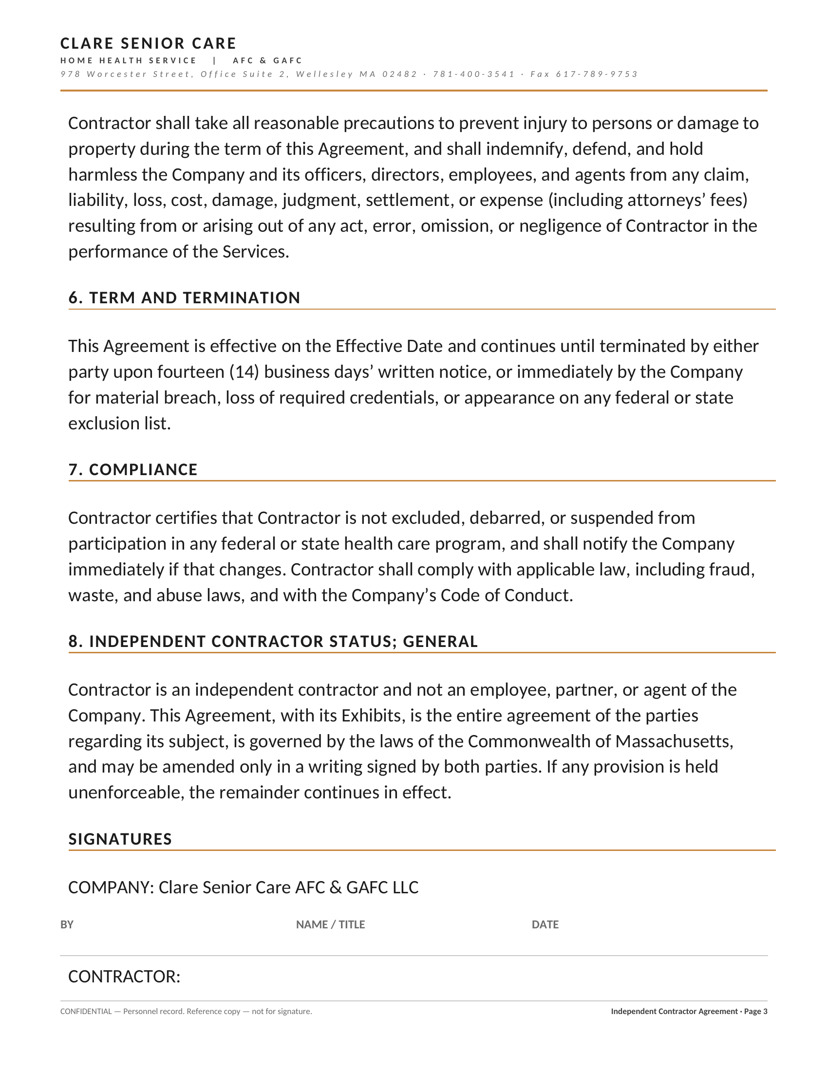 Independent Contractor 1099 Agreement — page 3
