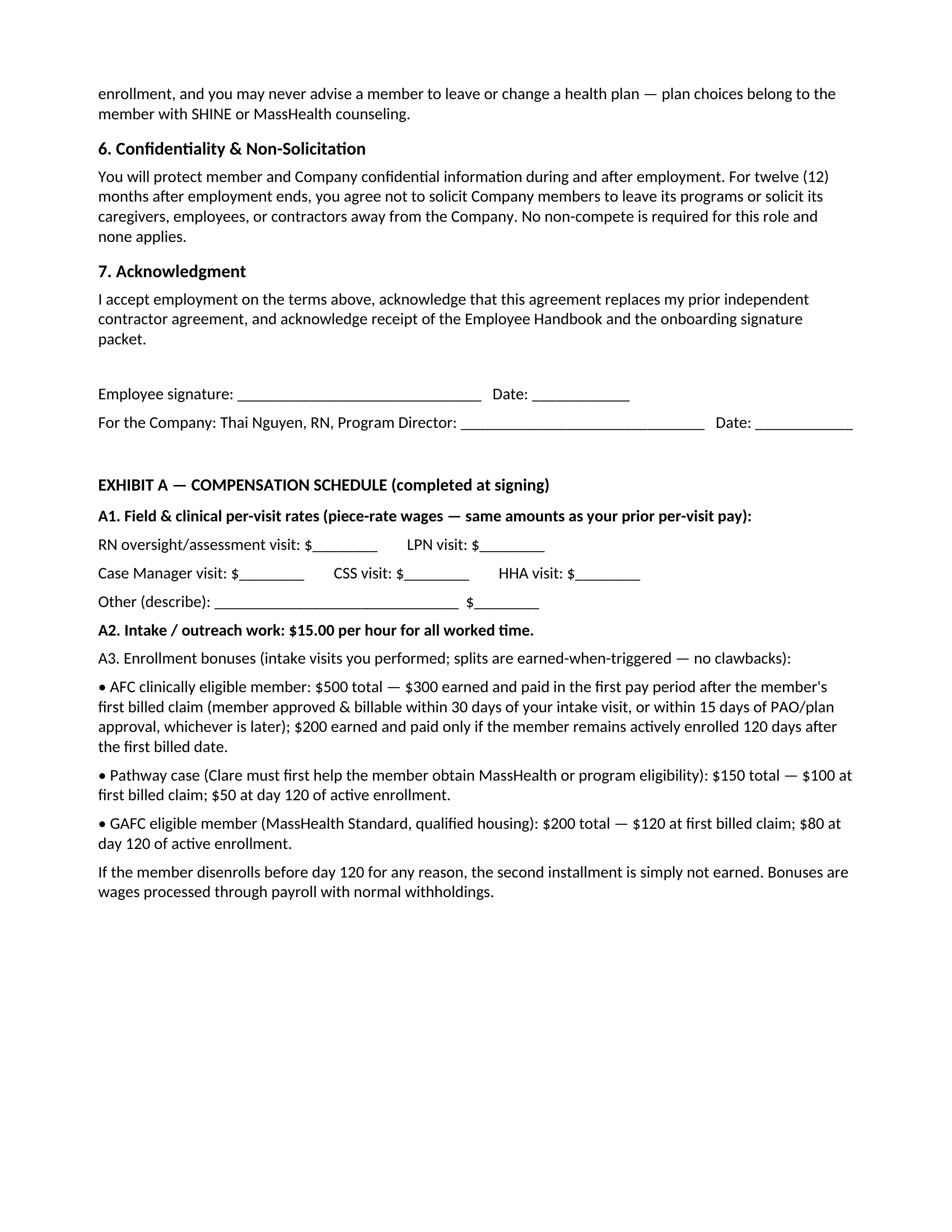 Per Diem W2 Staff Agreement — page 2